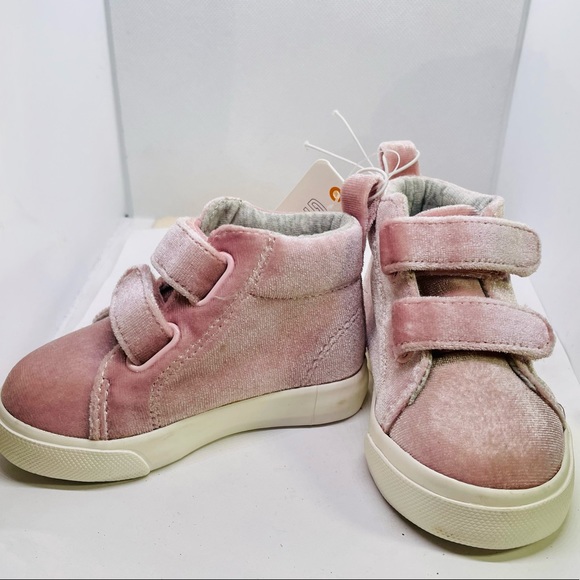New!! Blush pink velvet hightop velcro toddler  Sz4 running shoes “Gymboree” - Picture 4 of 7